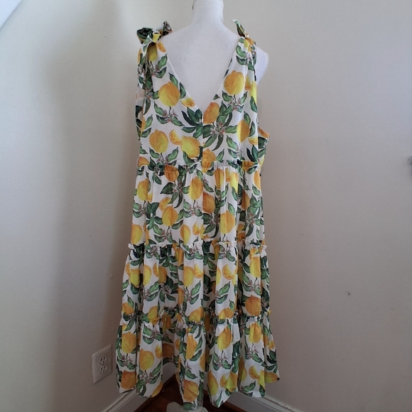 English Factory Lemon Print Tiered Mini  Dress Size 2X NWT - Picture 2 of 9
